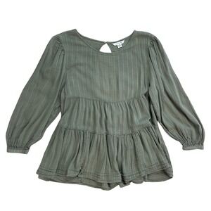 American Eagle Womens Flowy Babydoll Top Medium Cottage Forest Fairy Goblin Boho